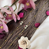 Vriksham Trio Floral Ad Stone Shape With Gold Drop Gold Look Alike Anklets-Red Green & White-G20691